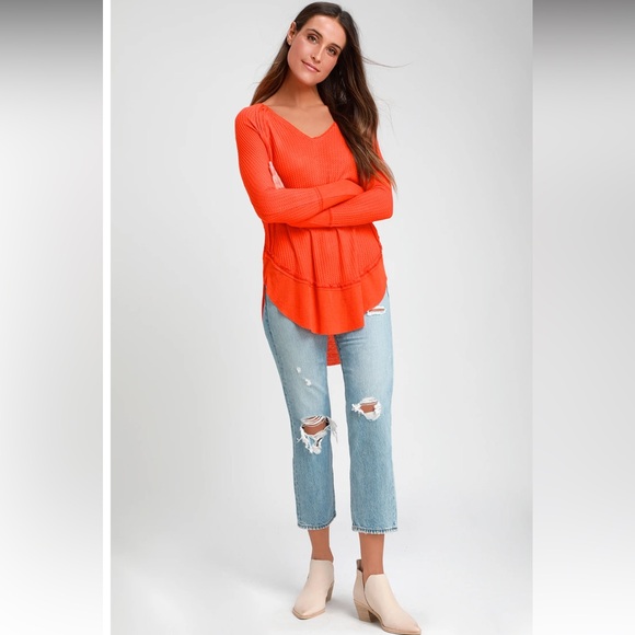Free People We the Free Catalina Orange Long Sleeve Thermal Top - Picture 2 of 13